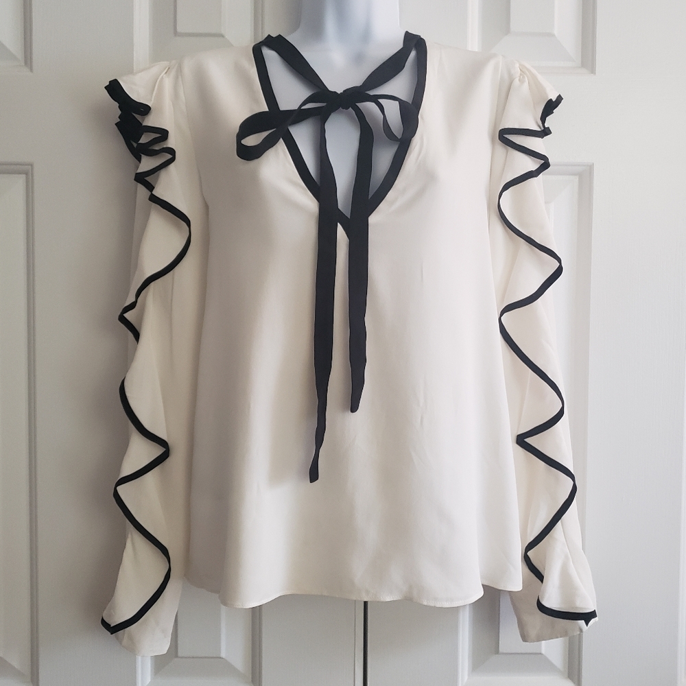 Alexis Womens Top S 100% Silk Edwardian Ruffle Darcy Pirate Romantic Ethereal
